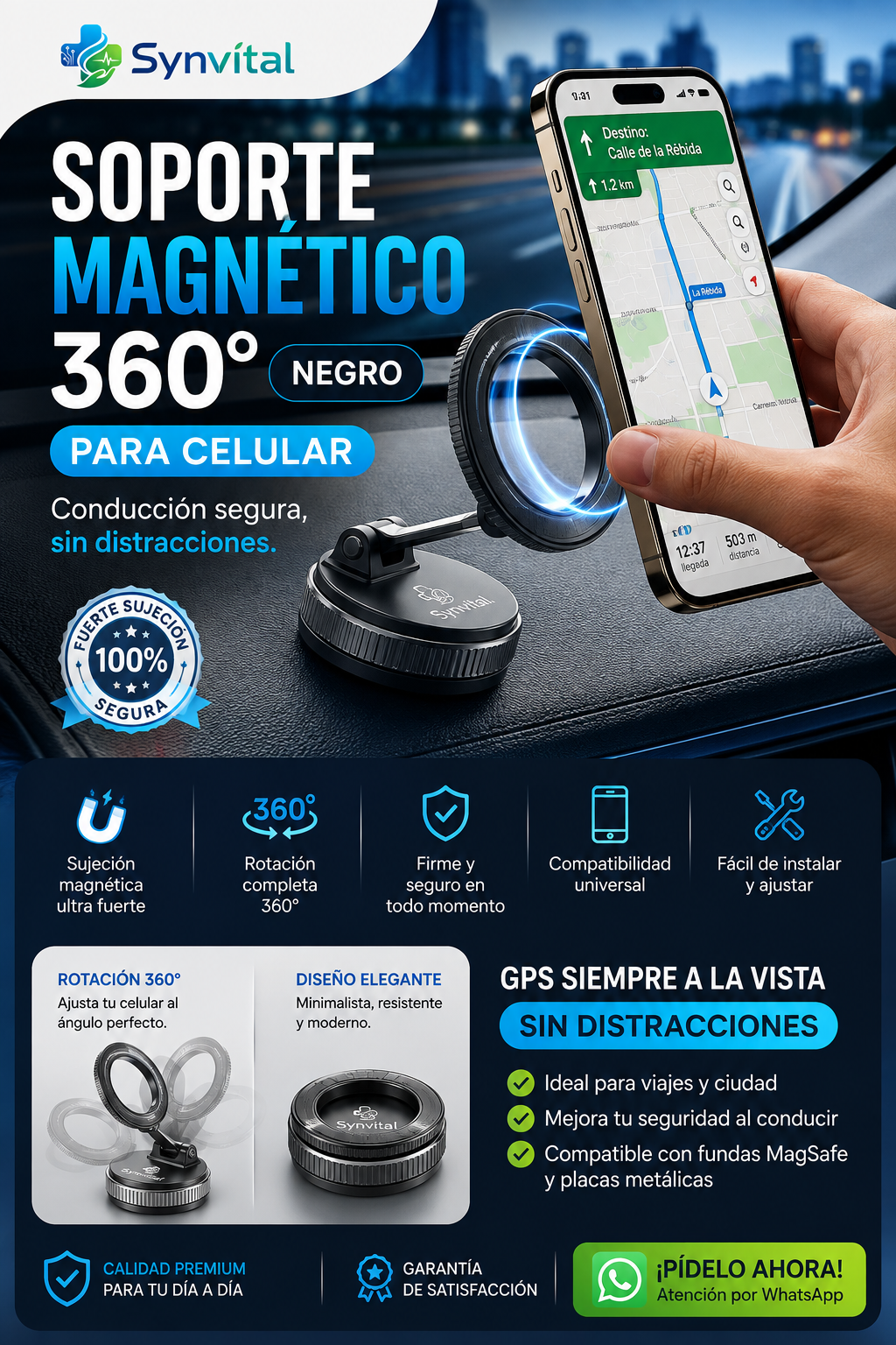 SynMag 360°-Soporte Magnético para Celular📲💙