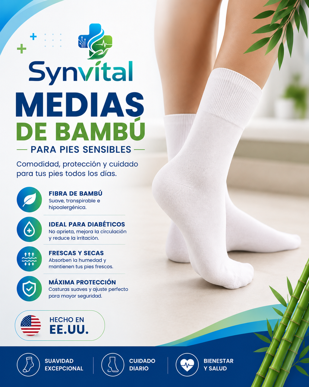 Medias de Bambú – Alivio Inmediato para Pies y Piernas Cansadas